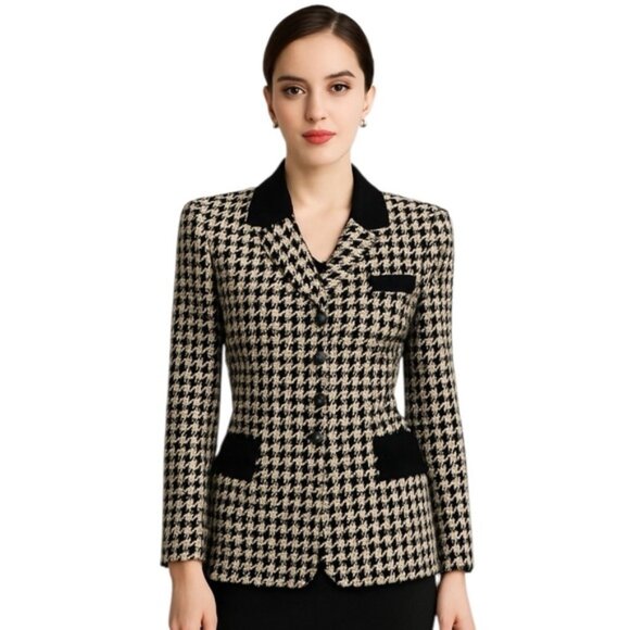 Gruppo Americano Vintage Houndstooth Single Breasted Blazer - Picture 1 of 16